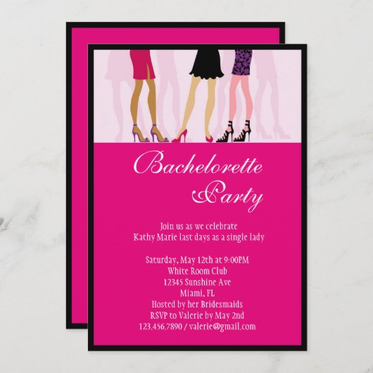 女の子のバチェロレッテの招待状 招待状 (正面/裏面)