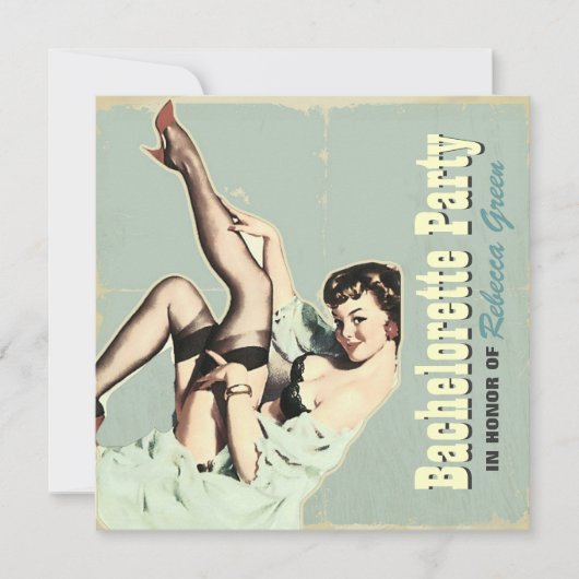 女の子のバチェロレッテランジェリーシャワーをピン留めする 招待状 (正面)