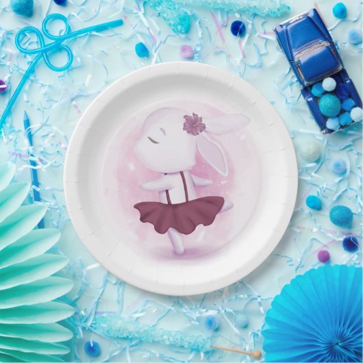 女の子のバニーウサギのパーティーのバレリーナの紙皿 ペーパープレート (パーティー)