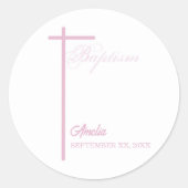 女の子のバプテスマに関する神パーソナライズされた母から ラウンドシール (正面)