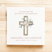 女の子のバプテスマほこりっぽいピンク・ローズ・クリスチャン スタンダードカクテルナプキン