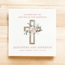 女の子のバプテスマほこりっぽいピンク・ローズ・クリスチャン