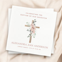 女の子のバプテスマほこりっぽいピンク・ローズ・クリスチャン