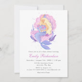 女の子のバラピンクの淡い色の小さな人魚のベビーシャワー 招待状 (正面)