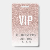 女の子のバラピンクグリッターVIPアクセスイベント バッジ (裏面)