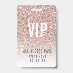 女の子のバラピンクグリッターVIPアクセスイベント バッジ