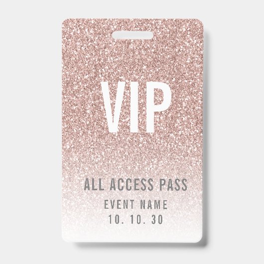 女の子のバラピンクグリッターVIPアクセスイベント バッジ (正面)