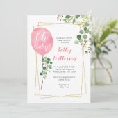女の子のバルーン グリーンカーテン オー ベイビー シャワー 招待状 (スタンド正面)