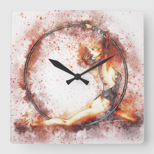 女の子のバレエのリングのたがの体育館の体育専門家 スクエア壁時計 (正面)