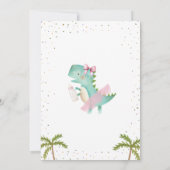 女の子のバレリーナ恐竜ベビーシャワー 招待状 (裏面)