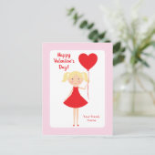 女の子のバレンタインカード - 明るいブロンド シーズンポストカード (スタンド正面)