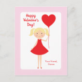 女の子のバレンタインカード - 明るいブロンド シーズンポストカード (正面)