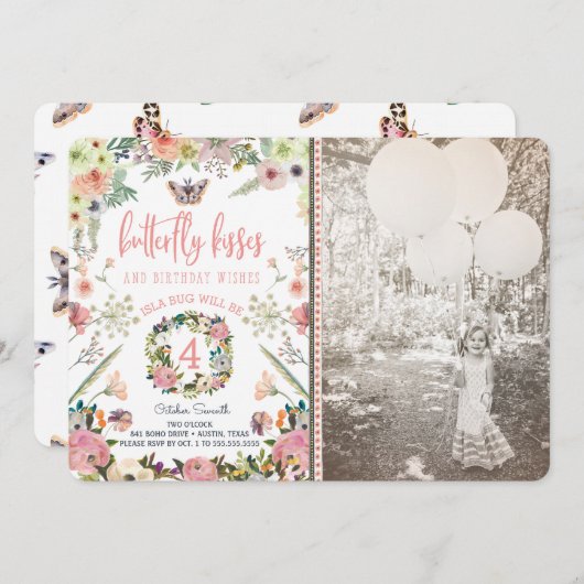 女の子のバースデーパーティ招待状 招待状 (正面/裏面)