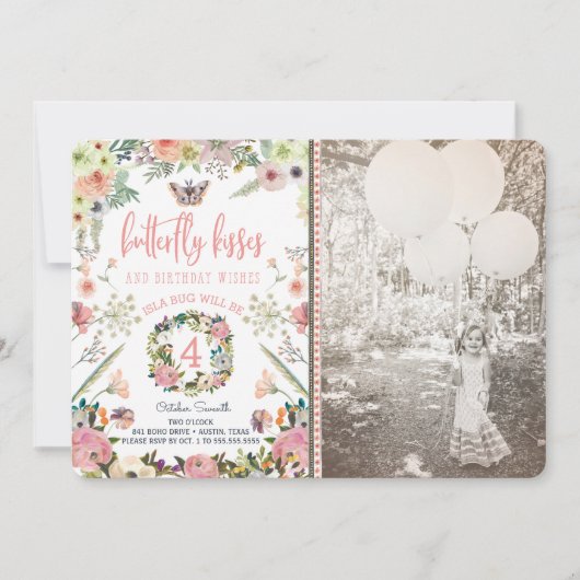 女の子のバースデーパーティ招待状 招待状 (正面)