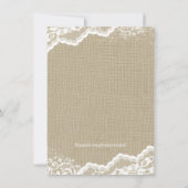 女の子のバーラップメイソンジャーブベイビーシャワー 招待状 (裏面)