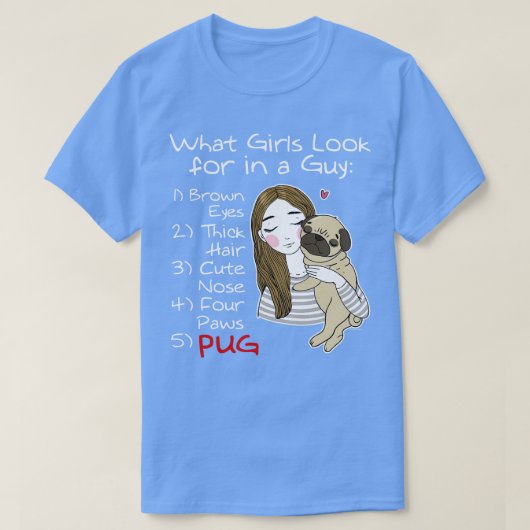 女の子のパグ Tシャツ (デザイン正面)