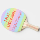 女の子のパステル調のストライプのな卓球のようなおもしろいな演劇 卓球ラケット (横)