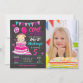 女の子のパピー誕生日パーティーの招待状 招待状 (正面)