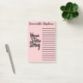 女の子のパワーウーマンがピンクの黒の新強者 ポストイット (オフィス)