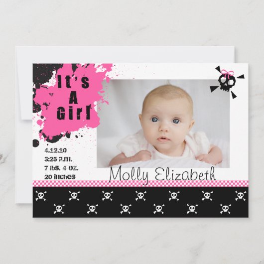 女の子のパンクロックの誕生の発表 案内状 (正面)