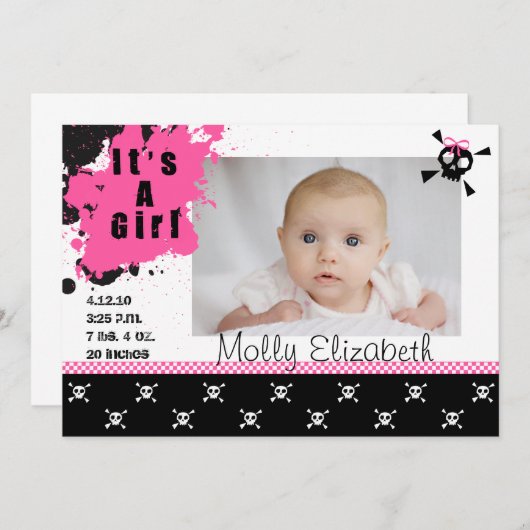 女の子のパンクロックの誕生の発表 案内状 (正面/裏面)