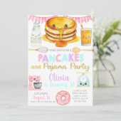 女の子のパンケーキとパジャマの誕生日パーティーの招待状 招待状 (スタンド正面)