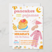 女の子のパンケーキとパジャマの誕生日招待状 招待状 (正面)