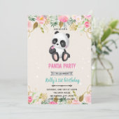 女の子のパンダの花の招待状 招待状 (スタンド正面)