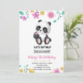 女の子のパンダの誕生日招待状 招待状 (スタンド正面)