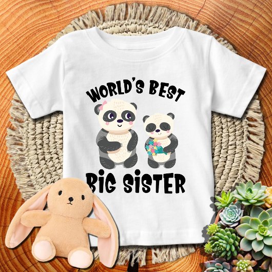 女の子のパンダ 世界で一番優しいお姉ちゃん ベビーTシャツ