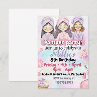 女の子のパンパーパーティーの誕生日の招待 招待状