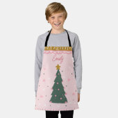 女の子のパーソナライズされたクリスマスキッチンエプロン エプロン (着用した状態)