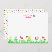 女の子のパーソナライズされた文房具セット シーズンカード (正面/裏面)