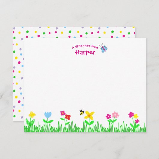 女の子のパーソナライズされた文房具セット シーズンカード (正面/裏面)