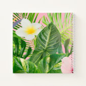 女の子のパーソナライズされた日記ピンクの熱帯フローラ ノートブック (裏面)