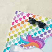 女の子のパーソナライズな虹の城のユニコーンタオル ビーチタオル (インサイチュ)