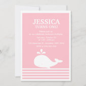 女の子のパーティの招待状のためのクジラのテーマの誕生日 招待状 (正面)