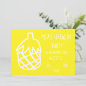 女の子のパーティーかわいいパイナップル誕生日パーティー 招待状 (スタンド正面)