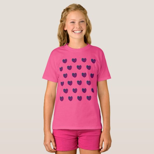 女の子のパープルハートTシャツ Tシャツ (正面フル)