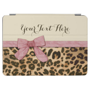 女の子のヒョウのプリントの明るいピンクの弓 iPad AIR カバー