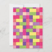 女の子のビルディングブリックスブロック誕生日パーティー 招待状 (裏面)