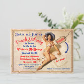 女の子のビーチの逃走の週末のパーティの招待状 招待状 (スタンド正面)