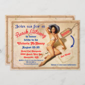 女の子のビーチの逃走の週末のパーティの招待状 招待状 (正面/裏面)