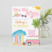 女の子のビーチパーティー、ビーチbash夏の招待状。 招待状 (スタンド正面)