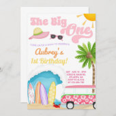 女の子のビーチパーティー、ビーチbash夏の招待状。 招待状 (正面/裏面)