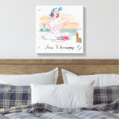 *~*女の子のビーチ携帯電話ストレッチキャンバスプリント キャンバスプリント (インサイチュ (寝室))