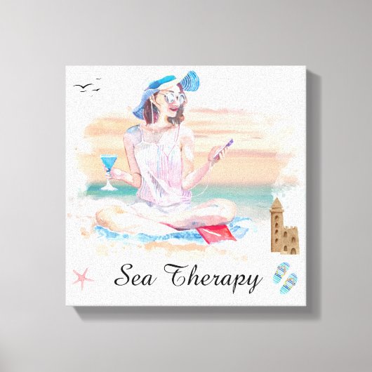 *~*女の子のビーチ携帯電話ストレッチキャンバスプリント キャンバスプリント (正面)