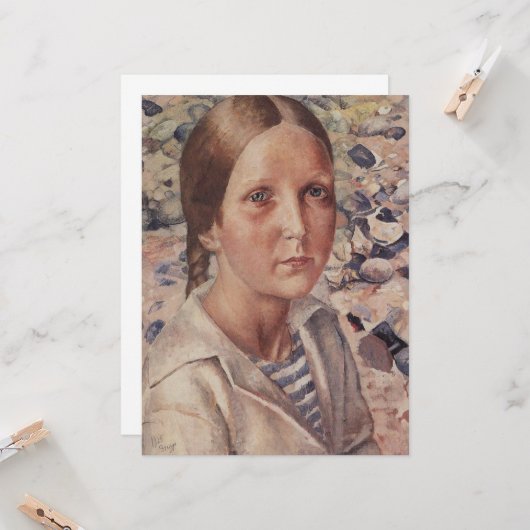 女の子のビーチ カード (正面/裏面インサイチュ)