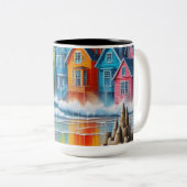 女の子のビーチ ツートーンマグカップ (正面右)