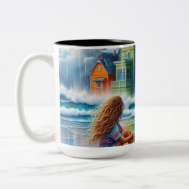 女の子のビーチ ツートーンマグカップ